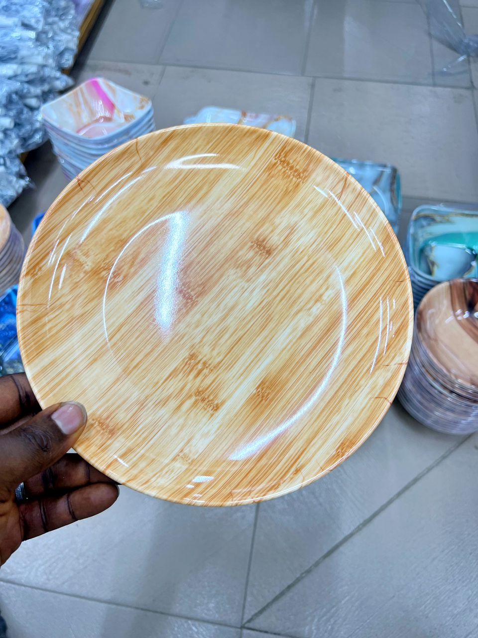 3pcs Unbreakable Wooden Design Round Flat and Bowl Plate