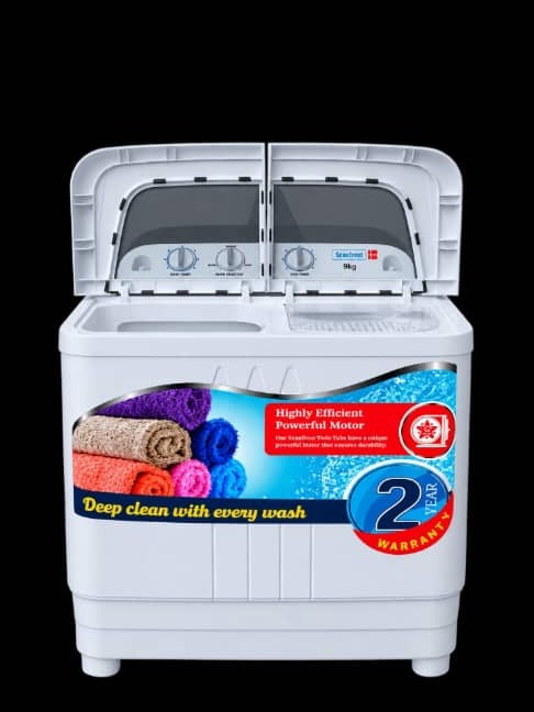 Scanfrost 5.5KG Twin Tub Semi Auto Washing Machine Toughened glass cover | Deep Clean with every wash SFWMTT5.5A