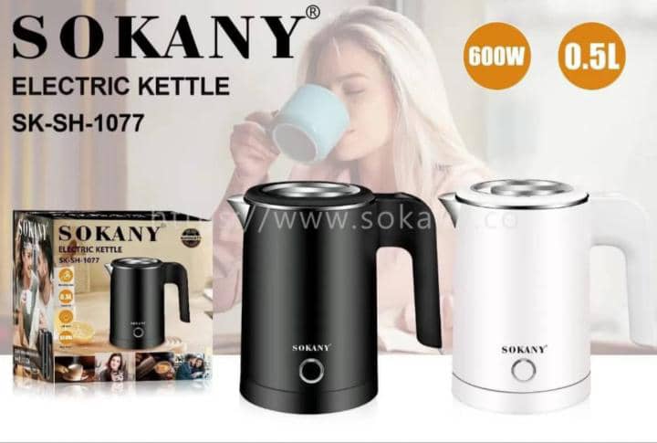 Sokany Electric Kettle 0.5L 600W,Concealed Stainless,360° Cordless Power Base
